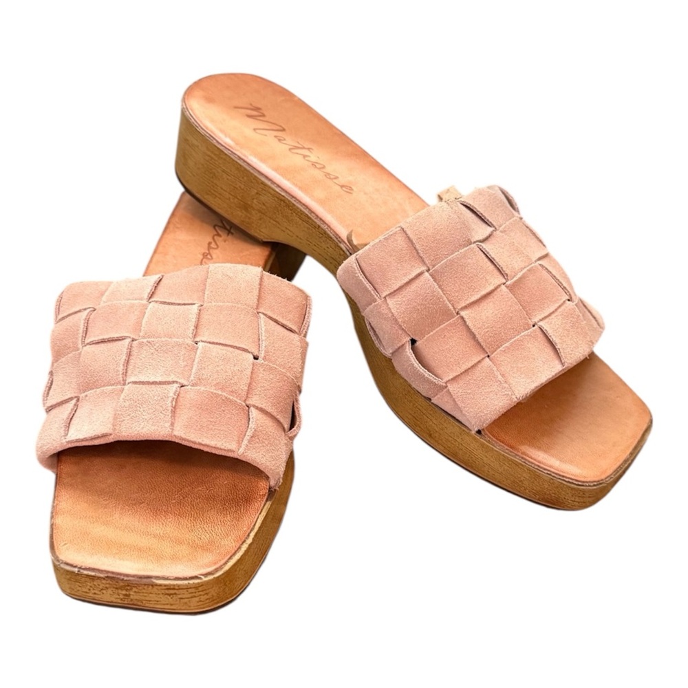 Anthropologie Matisse Hampton Blush Pink Woven Slide Clogs
